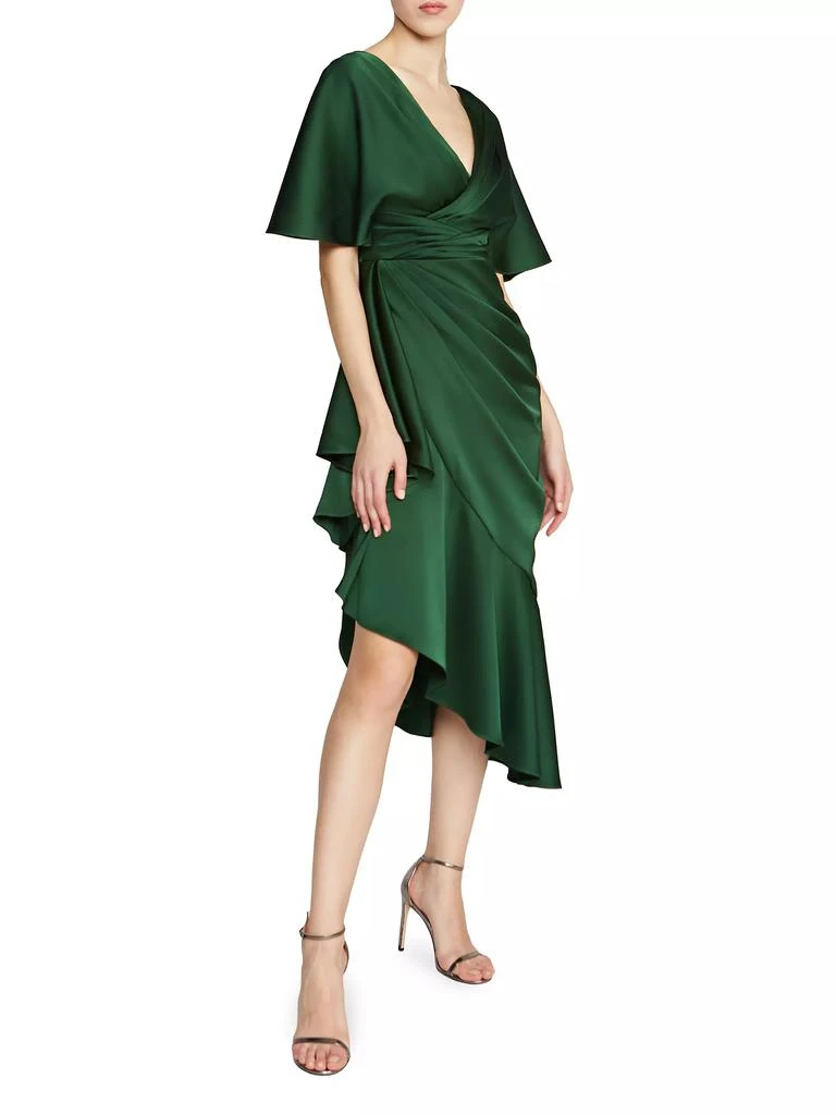 Theia Gwen Satin Gathered Midi-Dress 4