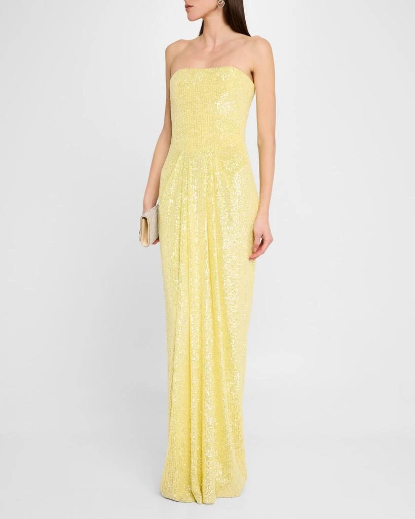 Pamella Roland Sequined Long Strapless Stretch Gown 4