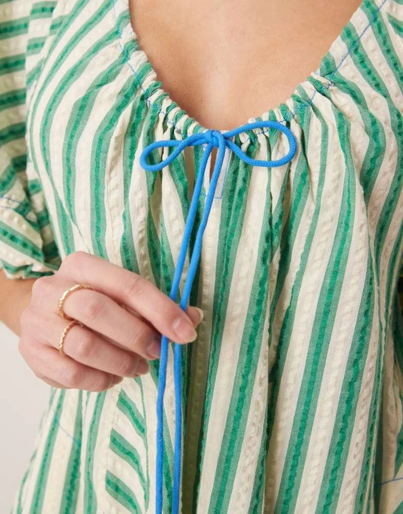 Free People Free People striped oversized romper in green 3