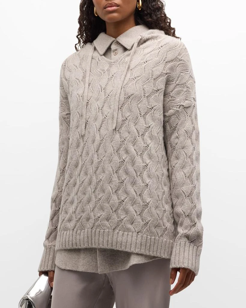 TSE Cashmere Cashmere Cable-Knit Hoodie 4