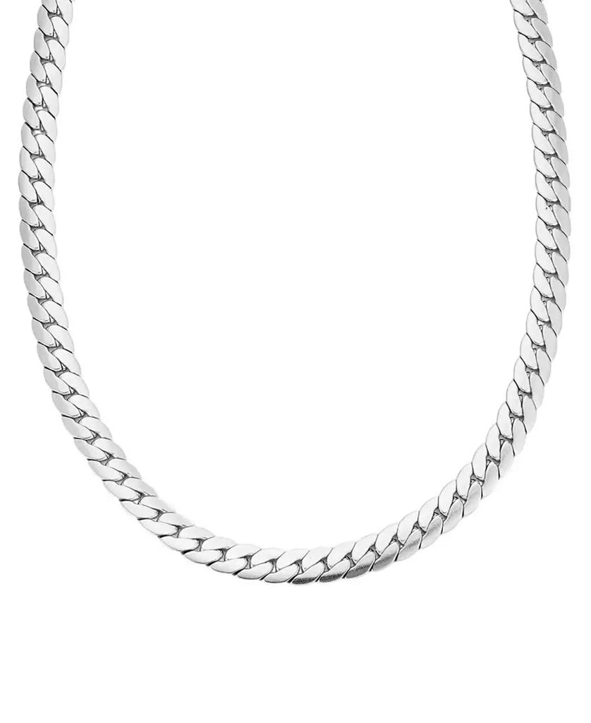 ADORNIA Tarnish Resistant Men
s Silver Flat Curb Chain Necklace 2