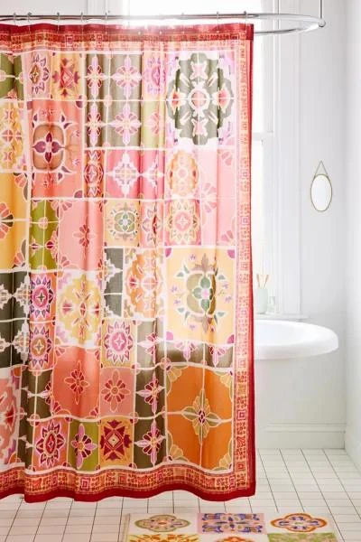 Urban Outfitters Izzy Tile Patterned Shower Curtain 1