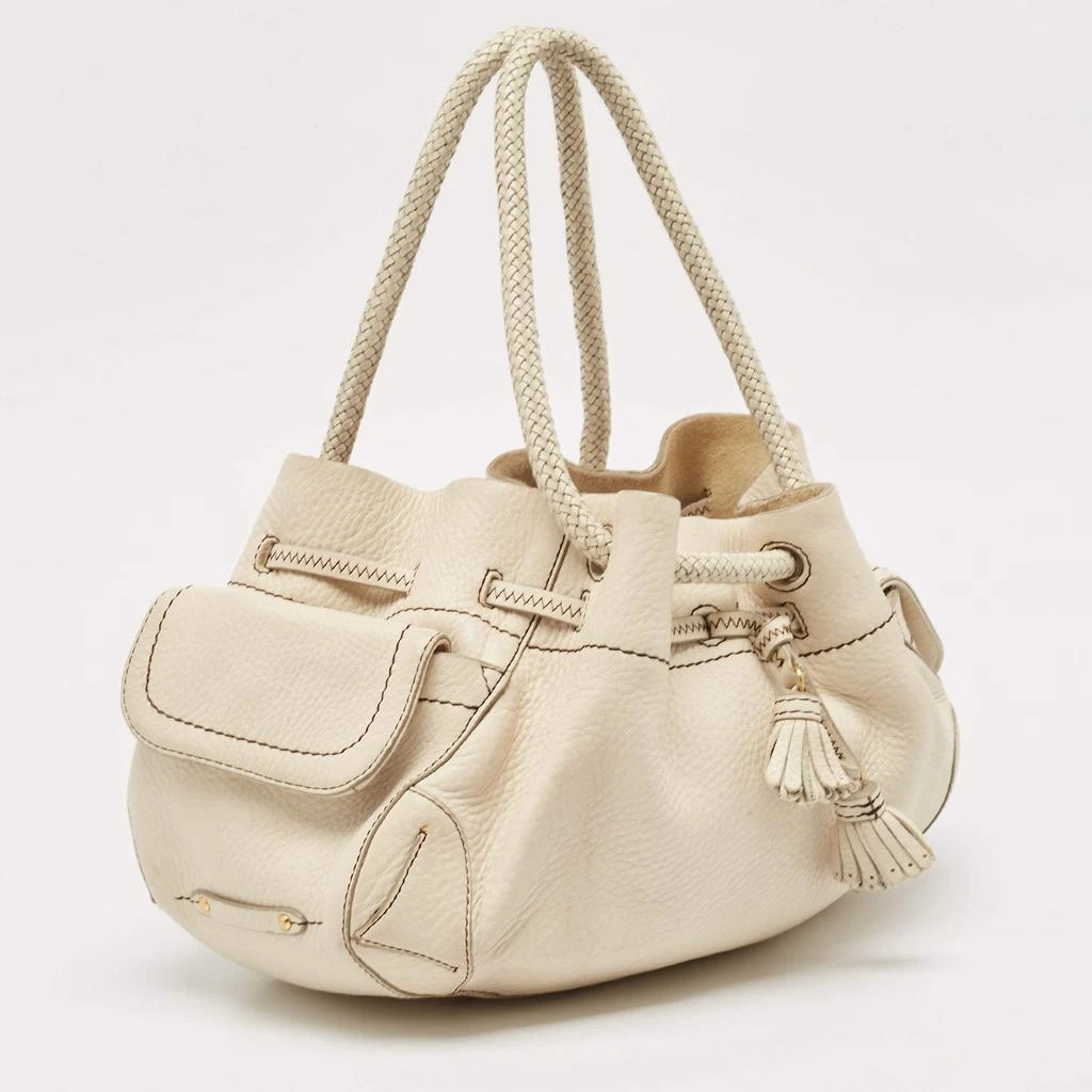 Cole Haan Cole Haan Off White Leather Village Drawstring Shoulder Bag 3