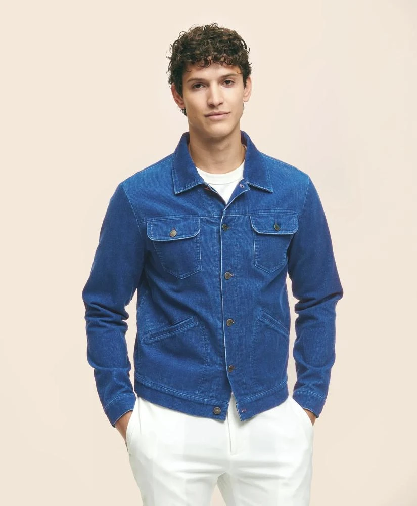 Brooks Brothers Medium Wale Corduroy Indigo Trucker Jacket 2