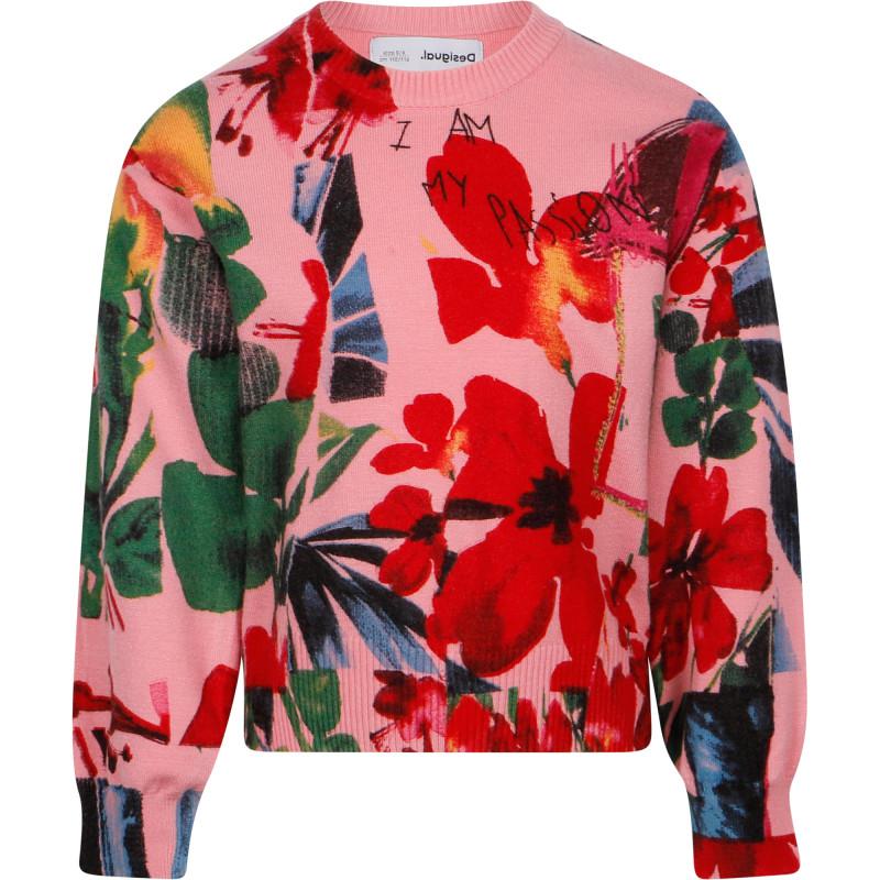 Desigual Floral print sweatshirt in pink