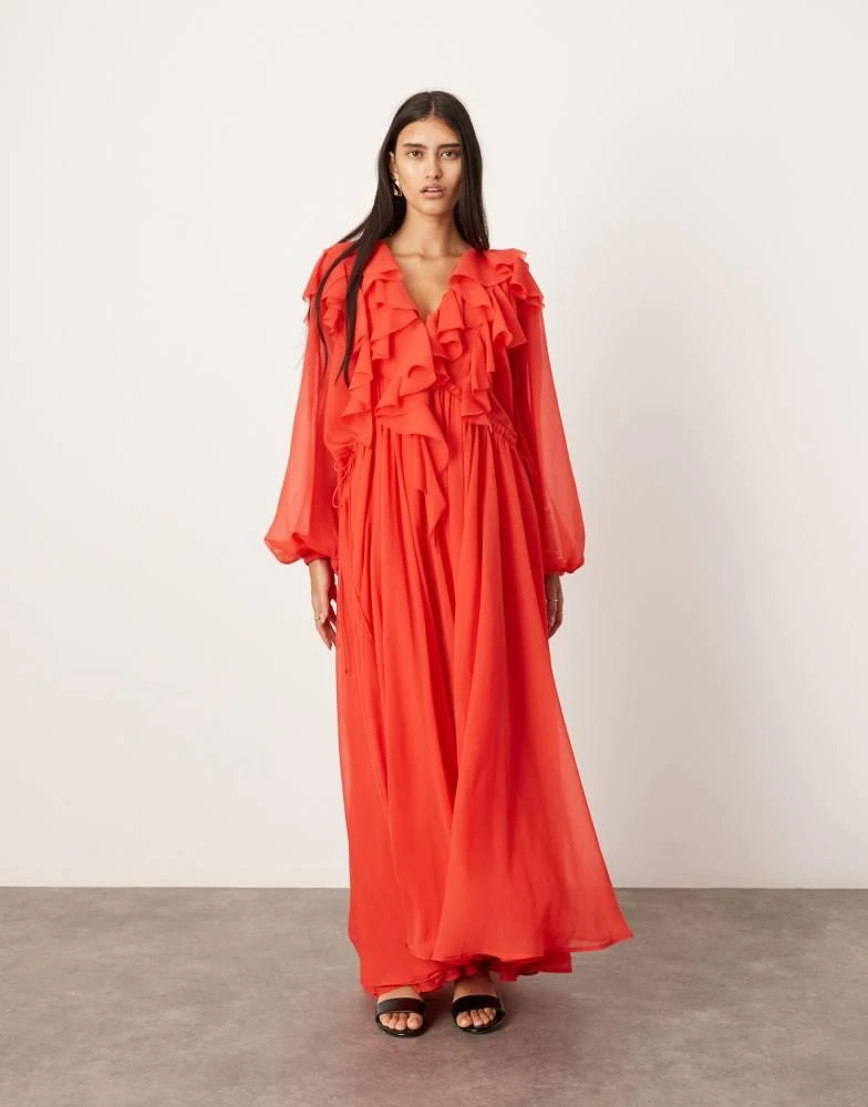 chinese dress ladies Rent Asos Edition Satin Ruched Halter Neck Maxi Dress In Cinnamon Rose