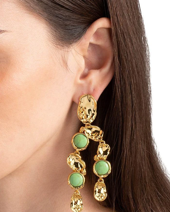 Alexis Bittar Brut Reconstituted Mojave Turquoise & Hammered Disc Chandelier Earrings in 14K Gold Plated 3