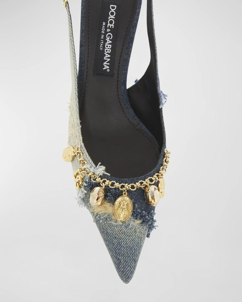 Dolce&Gabbana Denim Charms Slingback Pumps 5