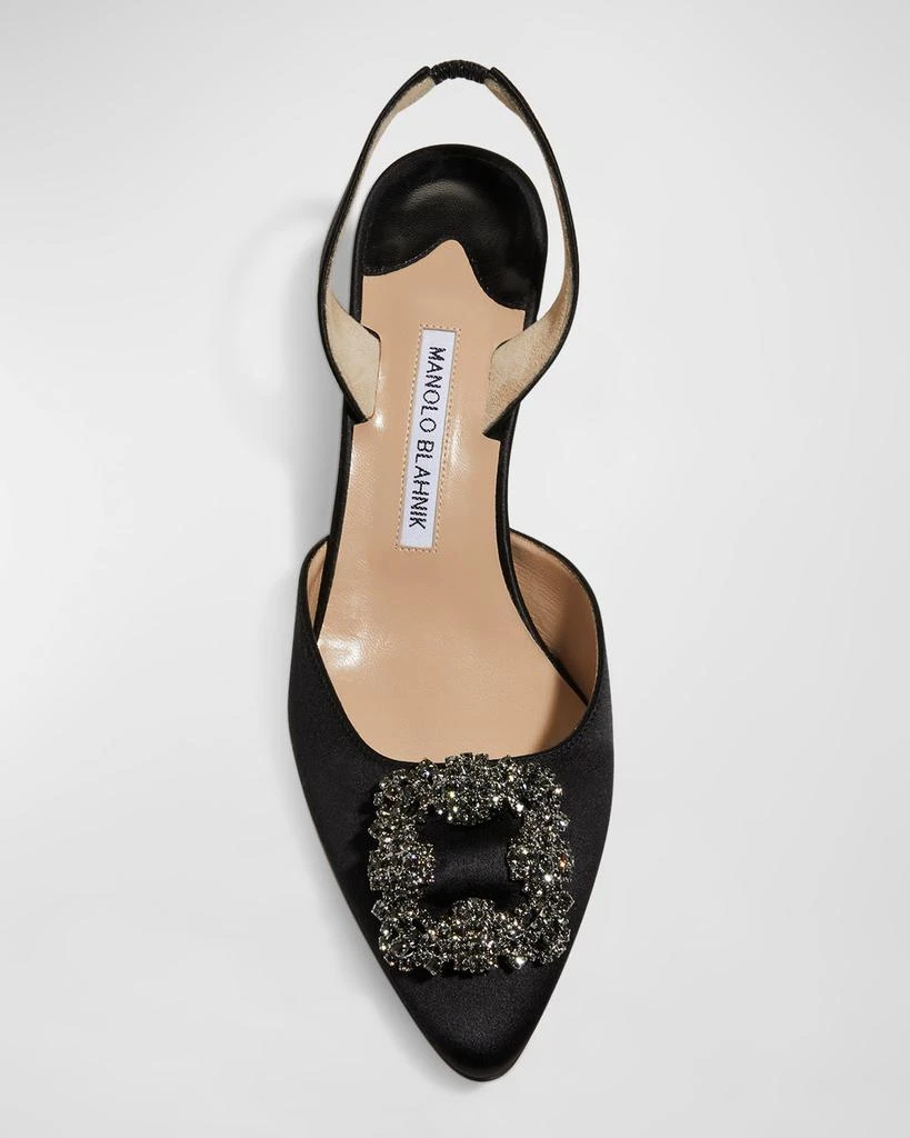 Manolo Blahnik Hangisi Kitten-Heel Satin Slingback Pumps 6