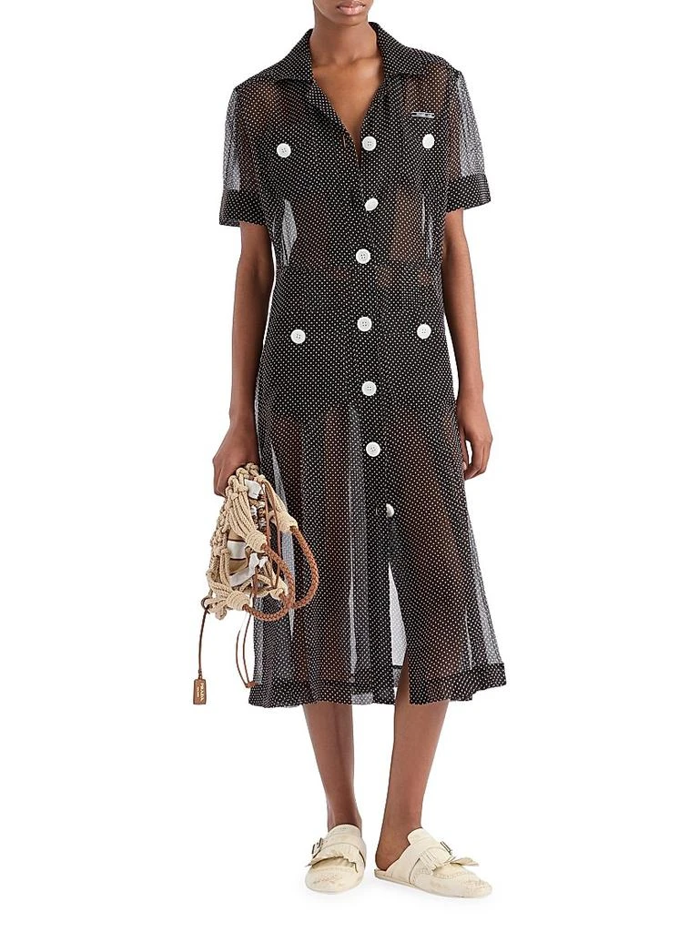 Prada Polka-Dot Silk Chiffon Shirt Dress - Free Shipping - BeyondStyle