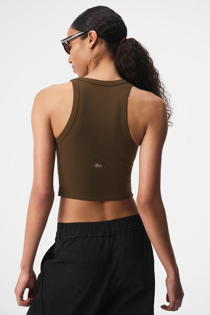 Alo Goddess Ribbed Go-To Tank - Espresso - Lingerie - Compare