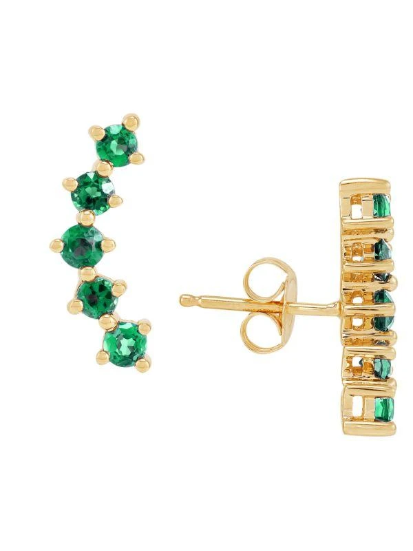 Saks Fifth Avenue 14K Yellow Gold & Emerald Leaf Drop Earrings 4