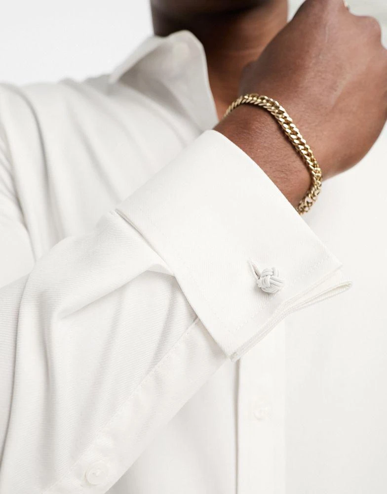 ASOS ASOS DESIGN  easy iron slim fit twill shirt with cutaway collar and double cuff 2