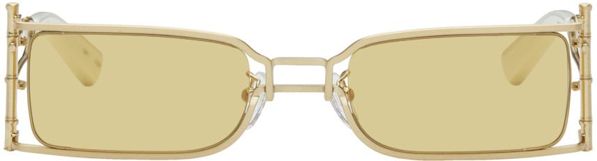 Feng Chen Wang SSENSE Exclusive Gold Bamboo Sunglasses