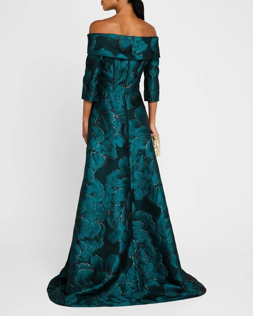 Teri Jon Off-Shoulder Floral Jacquard Gown 3