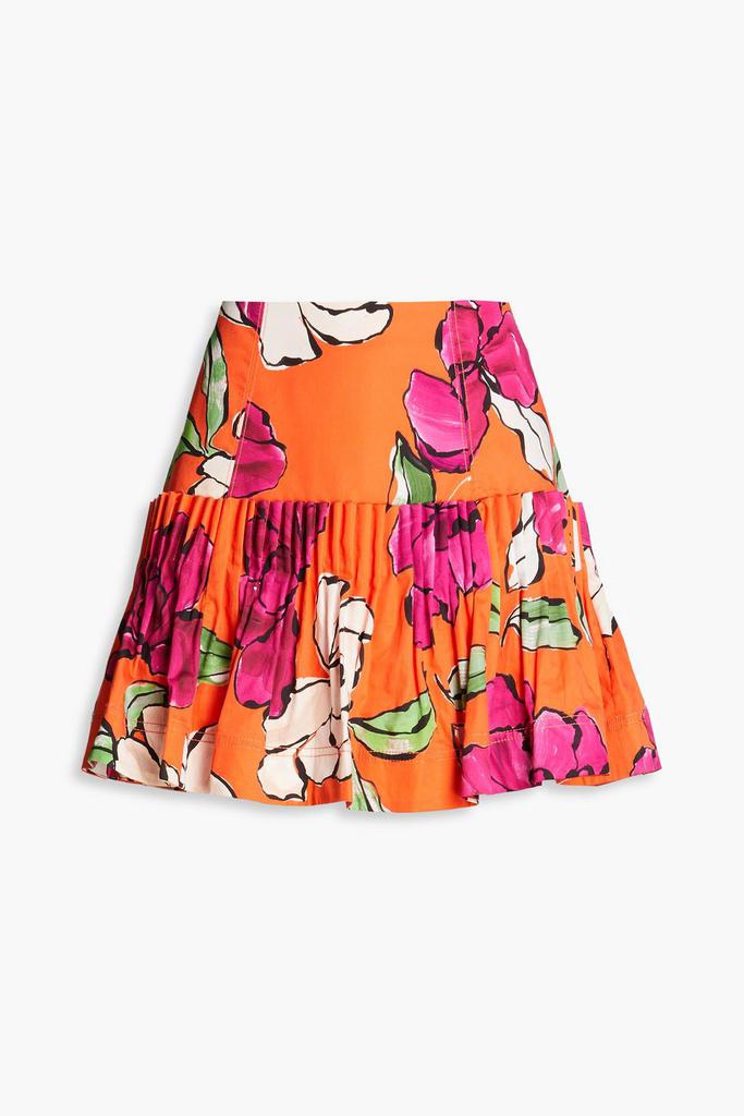 Aje Niki pleated floral-print cotton-poplin mini skirt