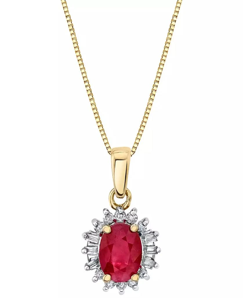 Macy's Ruby (1 ct. t.w.) & Diamond (1/5 ct. t.w.) Halo 18" Pendant Necklace in 10k Gold 1