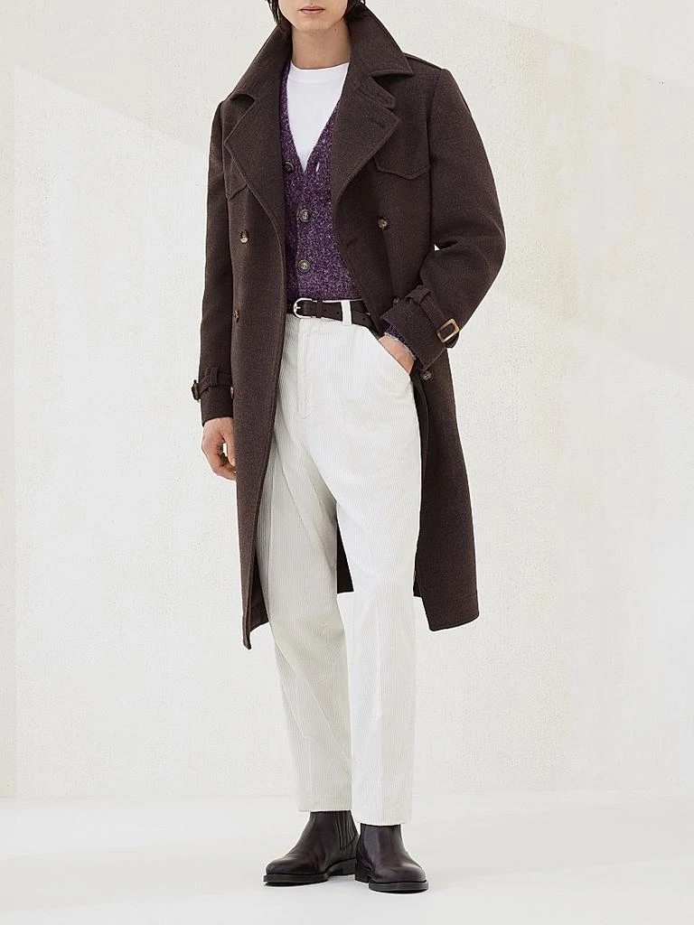 Brunello Cucinelli Flecked Alpaca, Wool, Silk and Cotton Cardigan with Metal Buttons 6