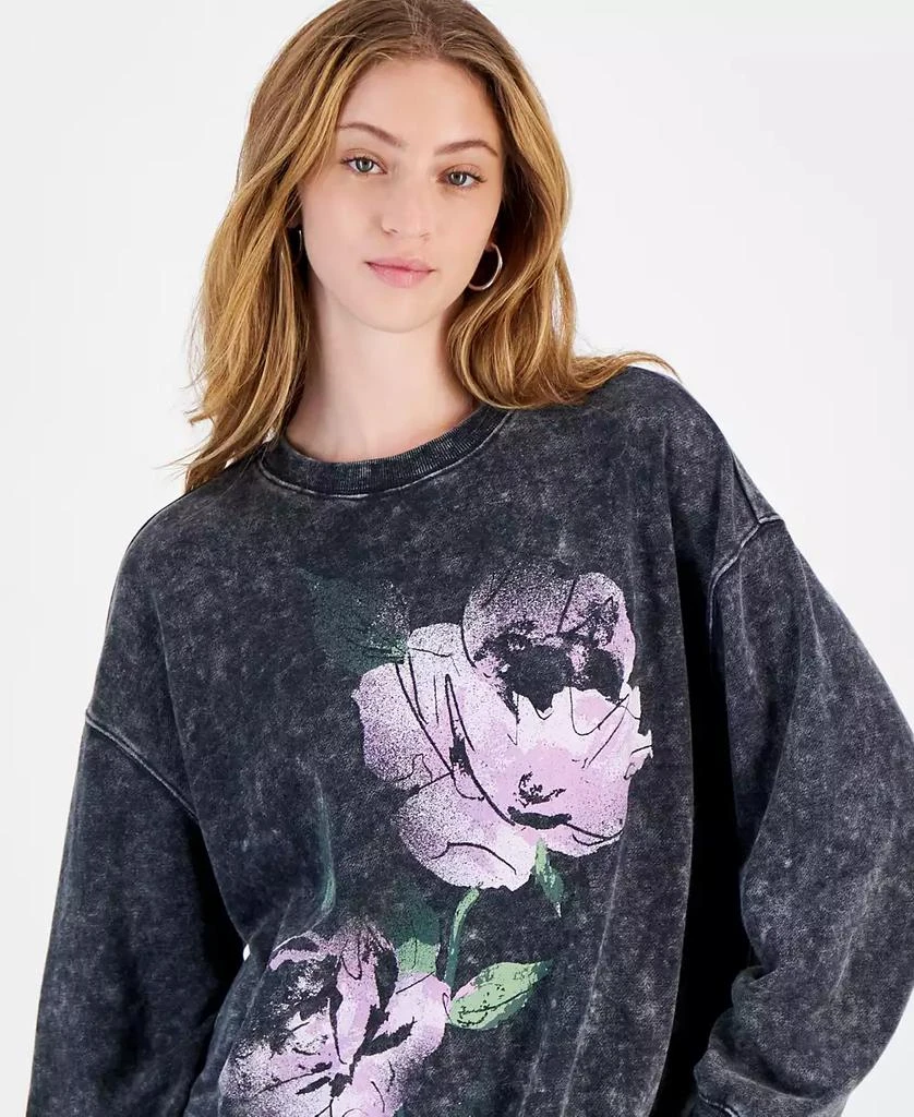 Rebellious One Juniors' Rose Mineral-Wash Sweatshirt 3
