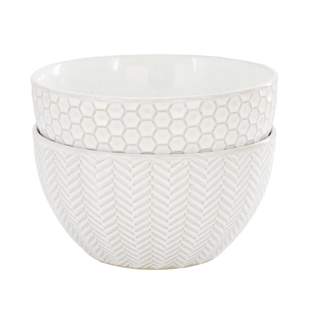 Gibson Elite Earlhart 2 Piece 6 Inch Ribbed Stoneware Cereal Bowl Set in White 2
