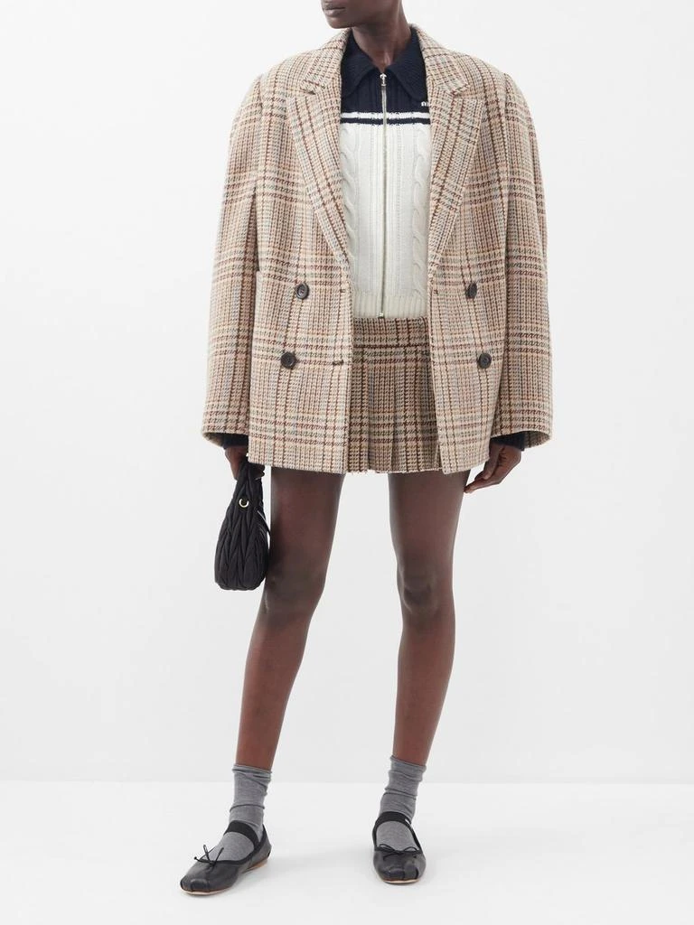 Miu Miu Pleated tartan-wool mini skirt 2