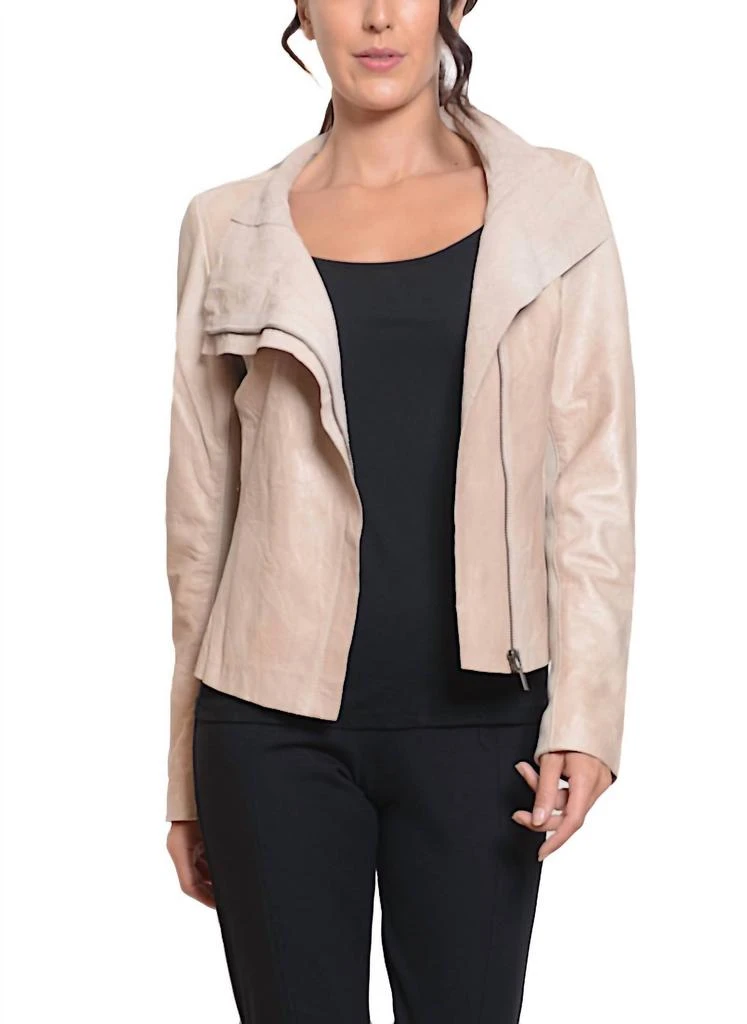 Cigno Nero Lene Leather Jacket In Navy 3