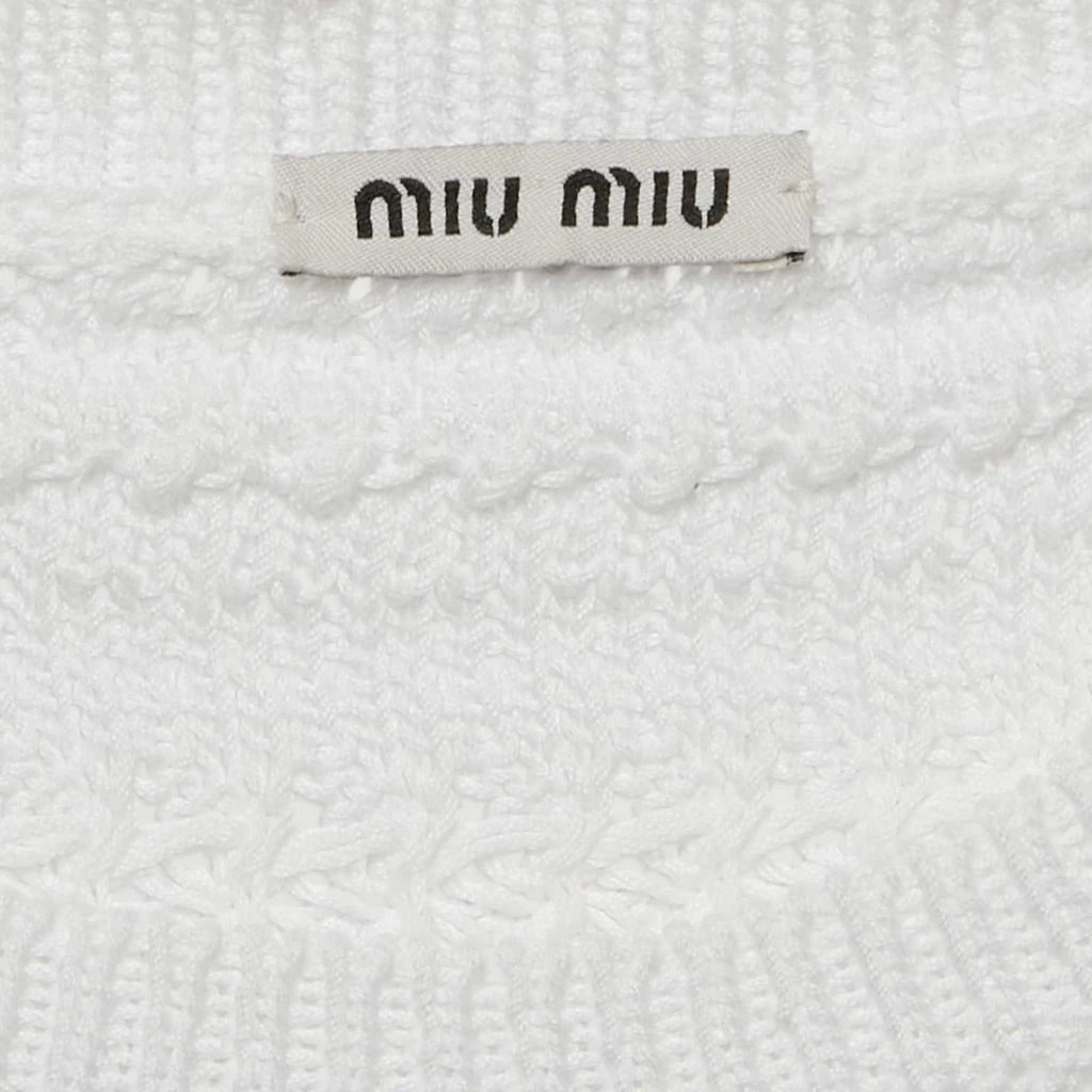 Miu Miu Miu Miu White Patterned Knit Round Neck Top M 4