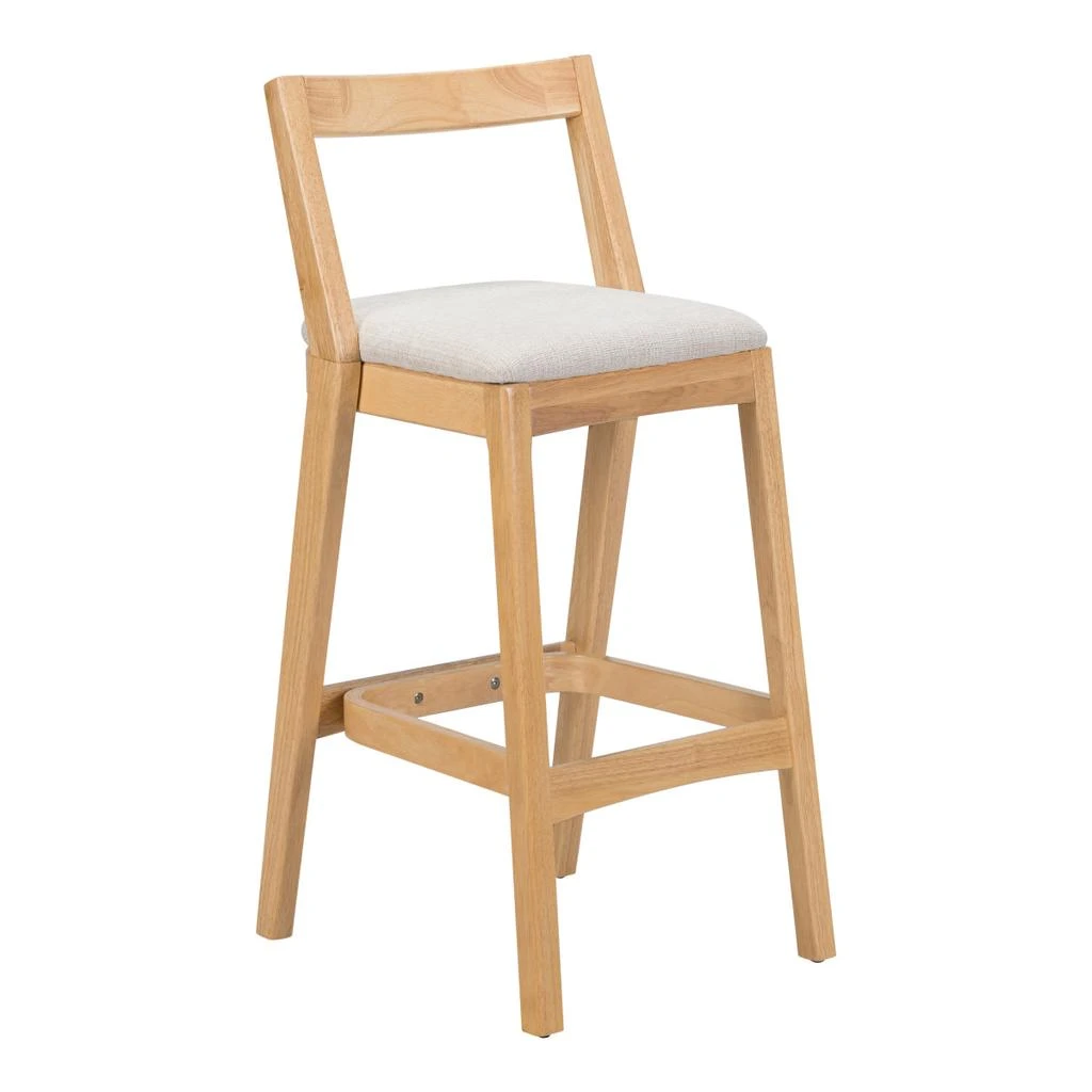 Streamdale Furniture Streamdale Rustic Rubberwood Bar Stool with Comfortable Fabric Seat 3