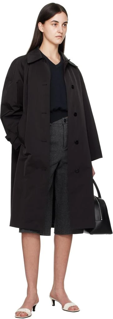 Nothing Written Black Nylon Volume Balmacaan Trench Coat 5