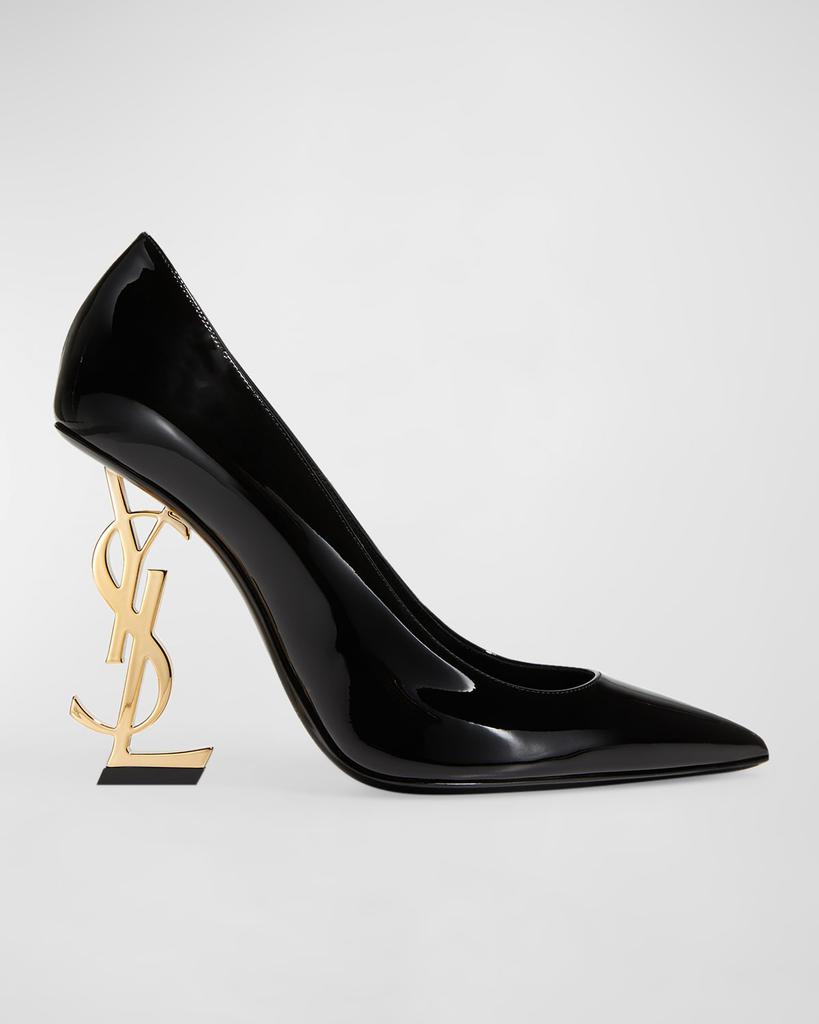 Yves Saint Laurent 110mm Opyum YSL Patent Leather Pointed-Toe Pumps with Golden Hardware