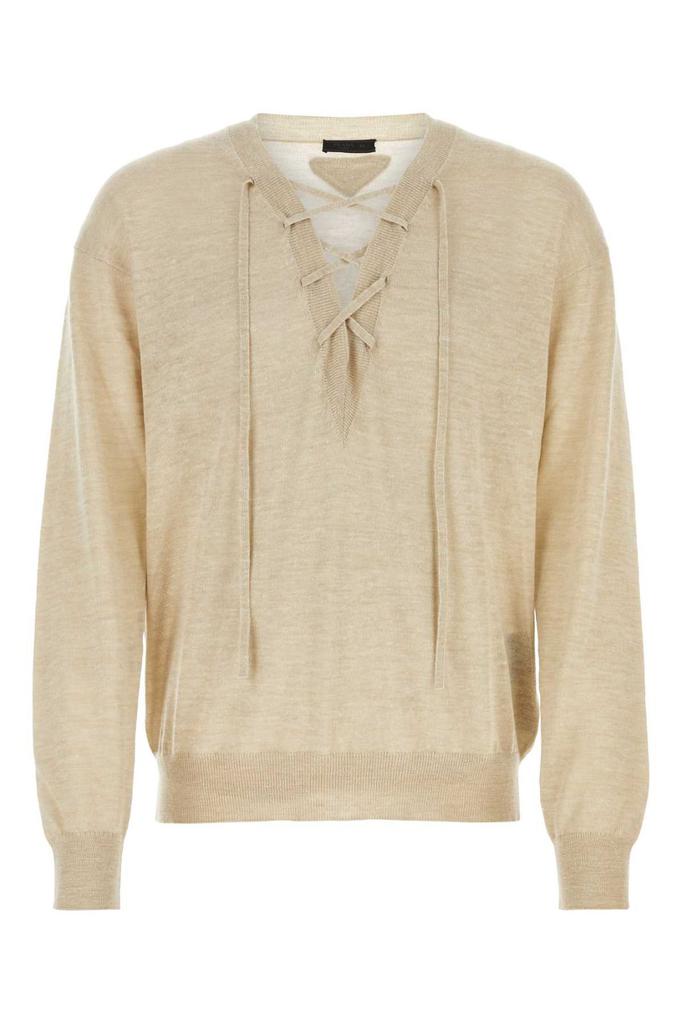 prada v neck knit ニット Prada Prada Criss-Cross V-Neck Knit Sweatshirt - Hoodies