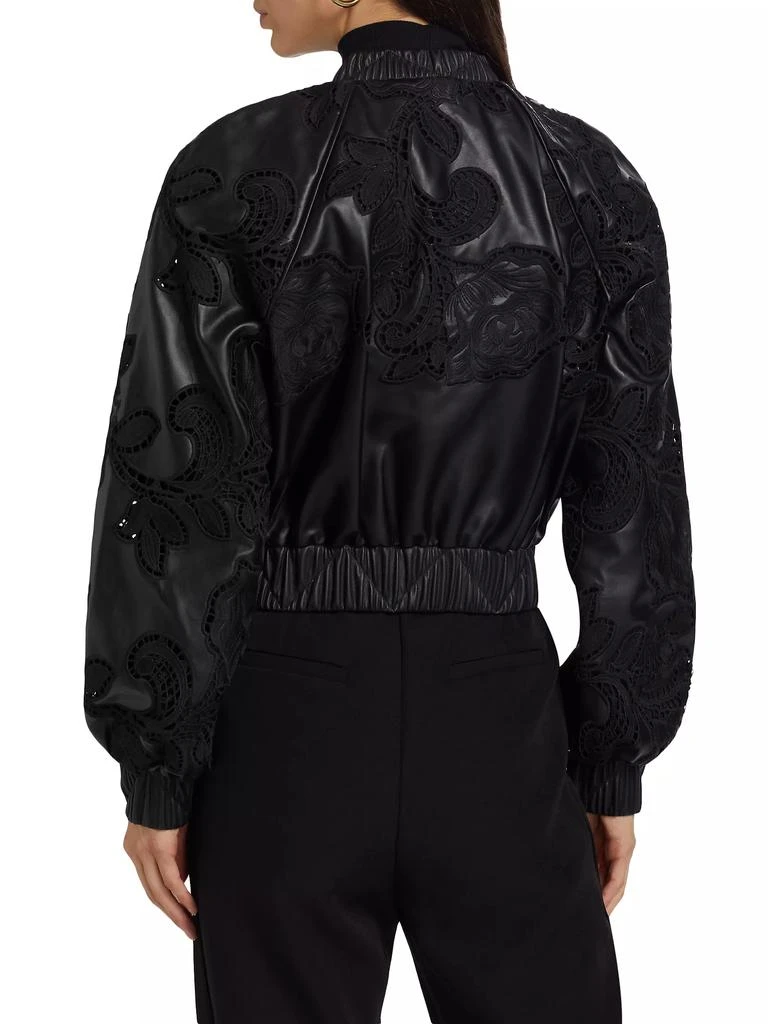 Toccin Brynn Vegan Leather-Lace Bomber Jacket 5