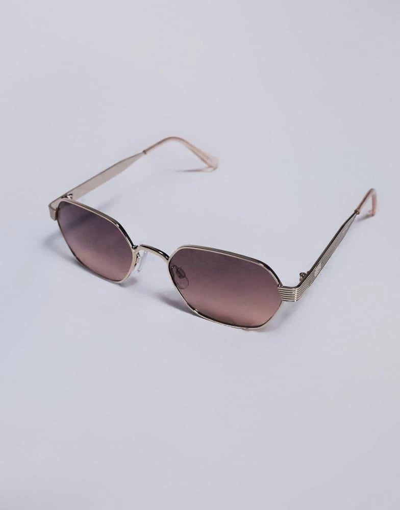 River Island River Island retro hexagon sunglasses in gold 3