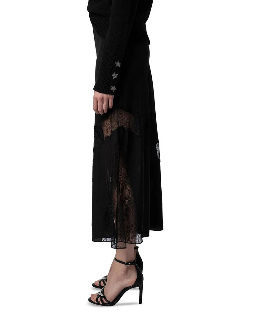 ZADIG & VOLTAIRE Jaylal Lace Detail Silk Skirt 3