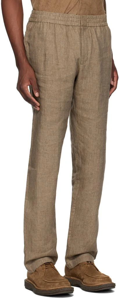 Sunspel Brown Linen Drawstring Trousers 2