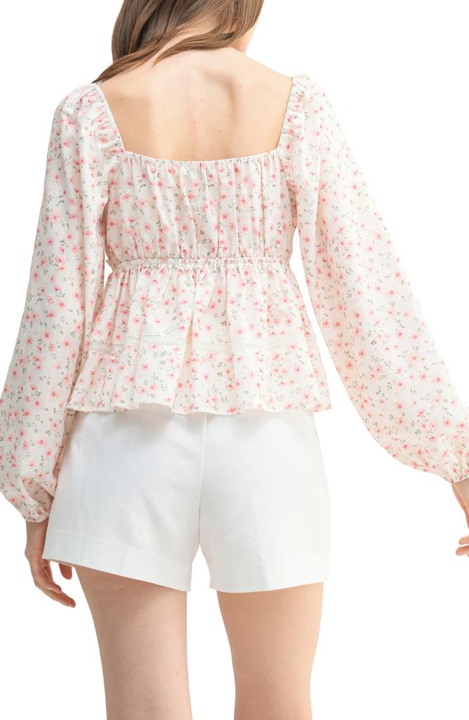 Lush Floral Lace Sweetheart Neck Top