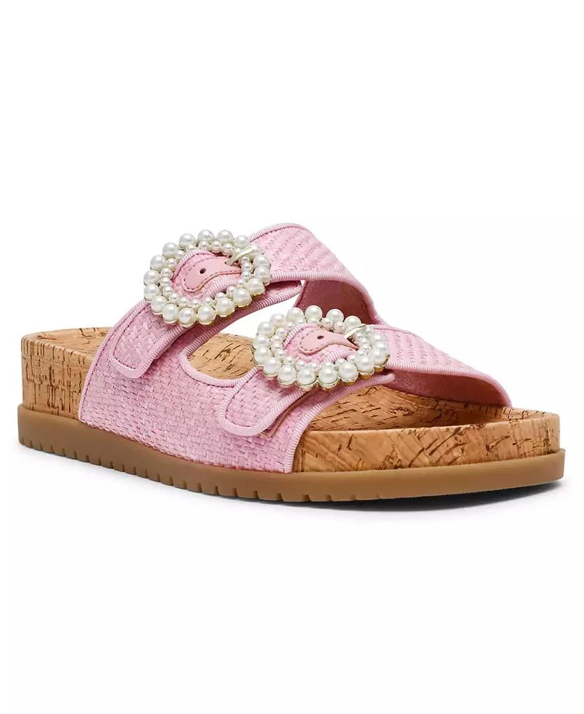 Anne Klein Women's Happy Double Band Embellished Buckle Footbed Sandals 1