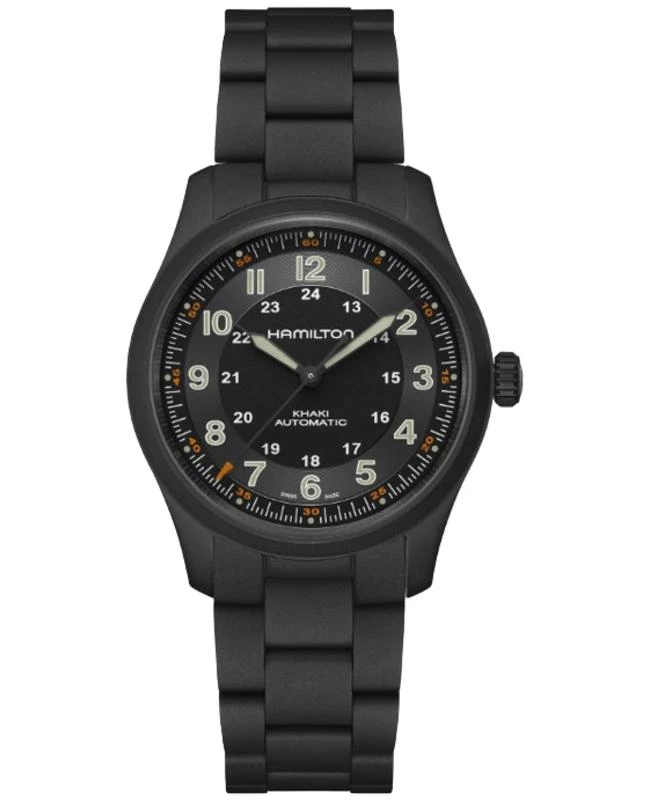 Hamilton Hamilton Khaki Field Titanium Auto Black Dial Titanium Unisex Watch H70215130 1