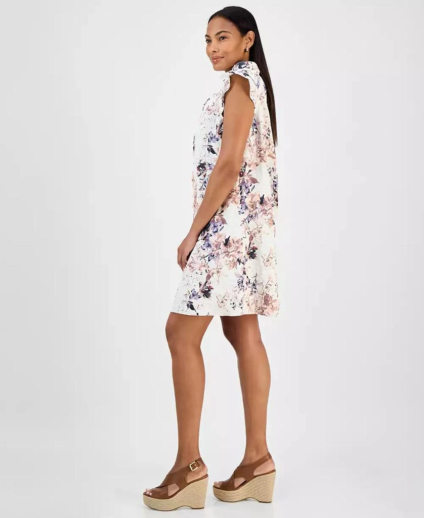 Robbie Bee Women's Printed Ruffle-Neck A-Line Dress 4