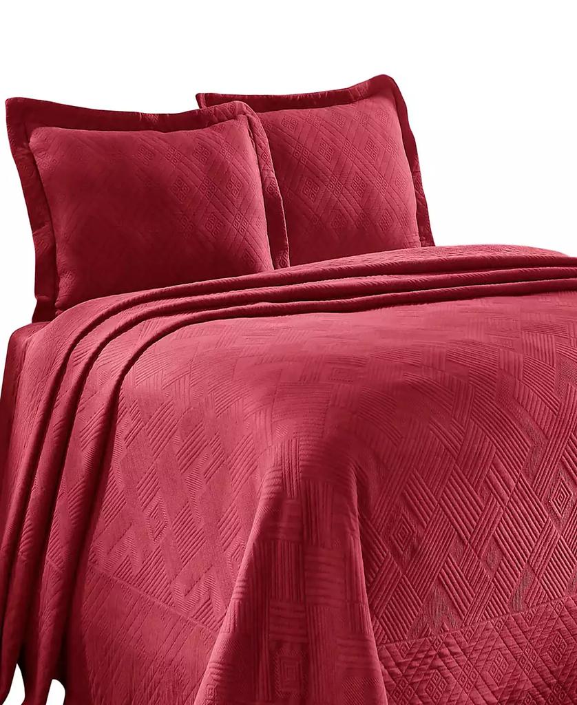 Superior Geometric Fret Textured Jacquard Matelasse All-Season 2-Piece Bedspread Set