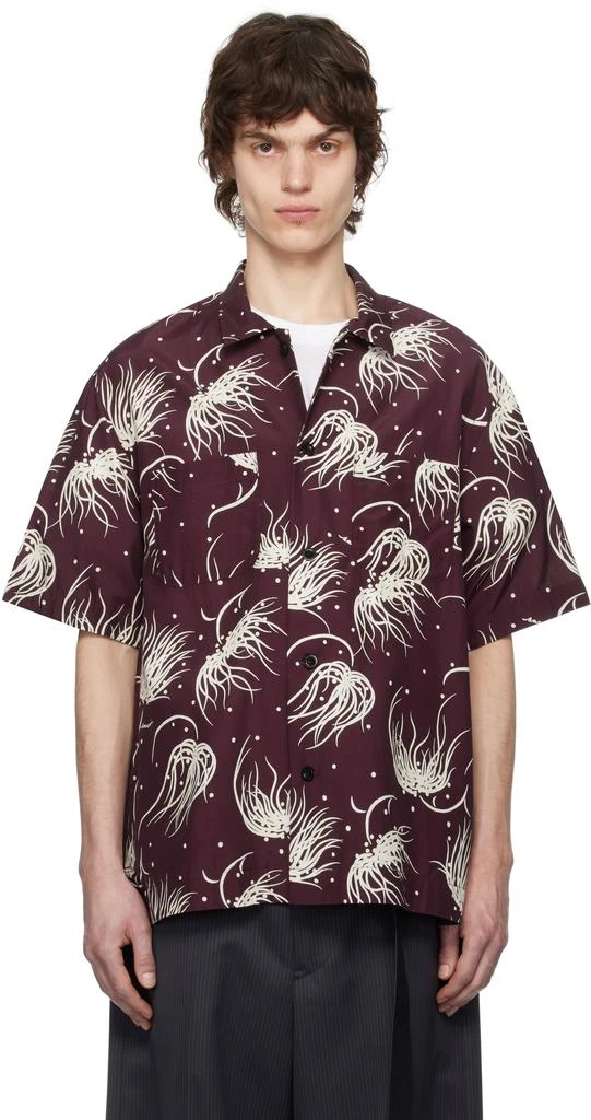 Sacai Burgundy Dot Flower Print Shirt 1