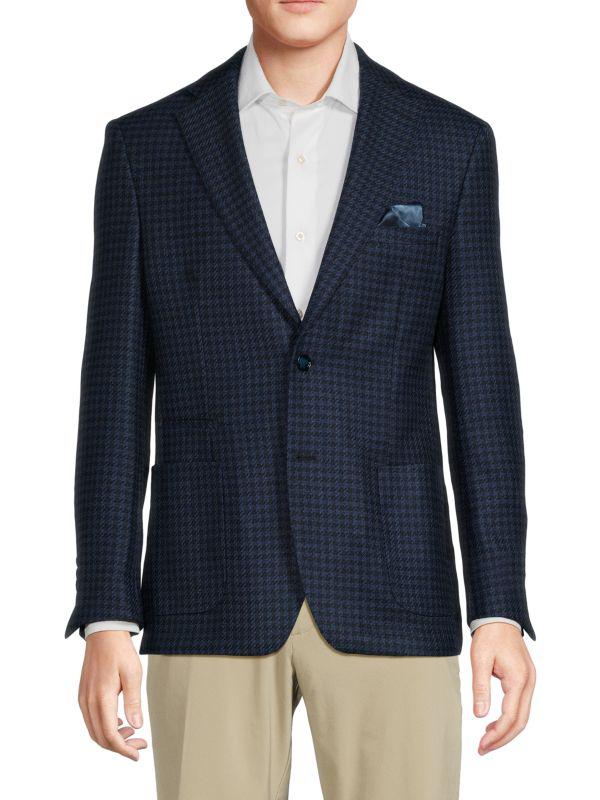 Tallia Houndstooth Print Notch Lapel Slim-Fit Sport Coat