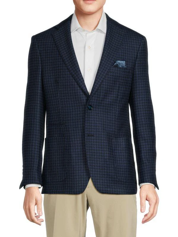 Tallia Houndstooth Print Notch Lapel Slim-Fit Sport Coat 1