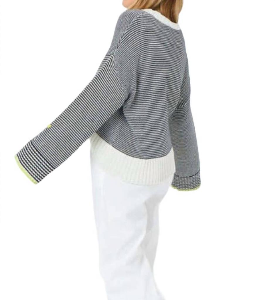 KERRI ROSENTHAL Summer Stripe Sweater In White,indigo