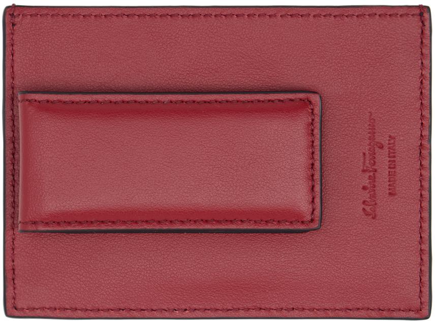 Salvatore Ferragamo Black & Red Gancini Card Holder - Bags