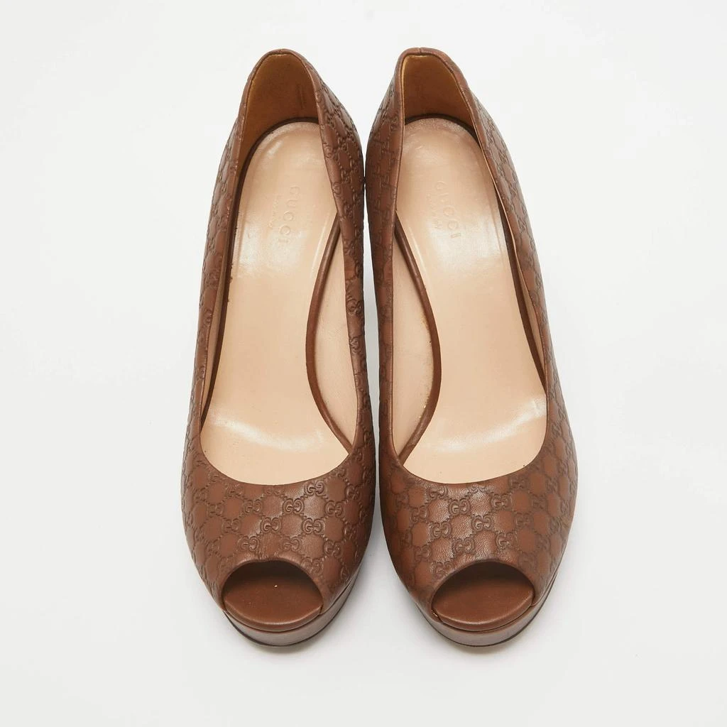 Gucci Gucci Brown Guccissima Leather Platform Peep Toe Pumps Size 39.5 3