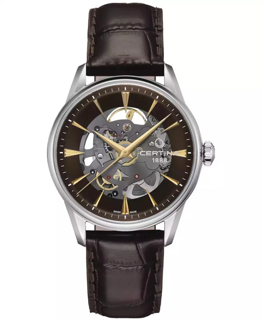 Certina Men's Swiss Automatic DS-1 Skeleton Black Strap Watch 40mm 1
