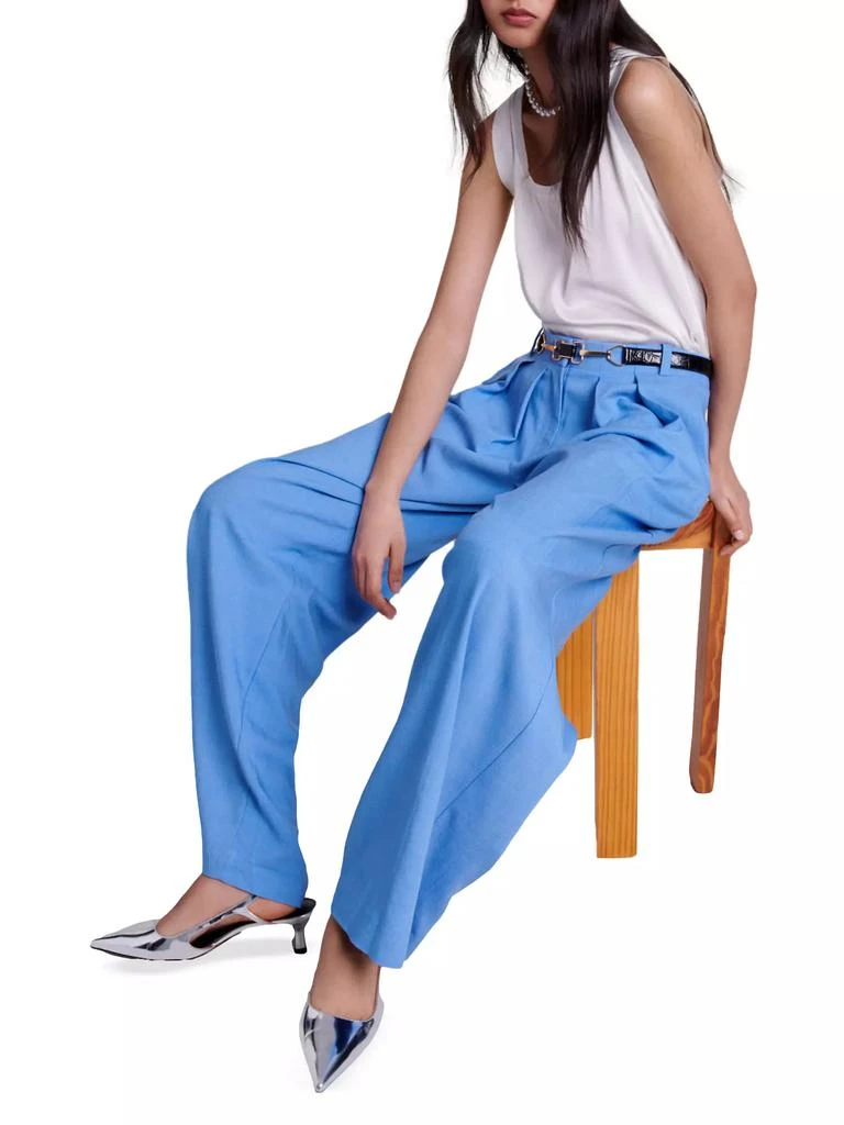 Maje Wide-Leg Suit Trousers with Pleats 6