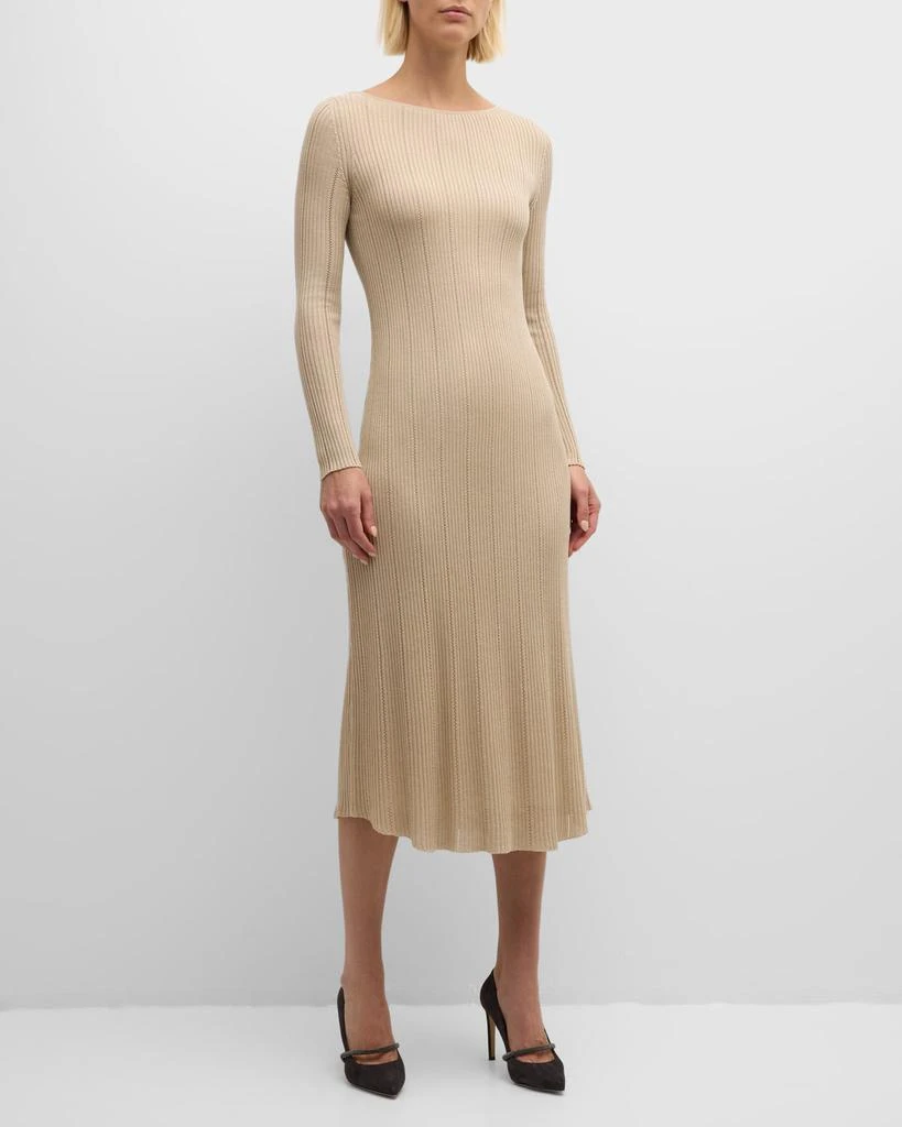 ELEVENTY Pointelle Ribbed-Knit Midi Dress 2