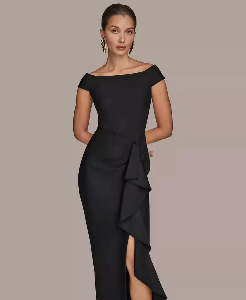 Women's Boat Neck Ruffle Slit Gown  On Sale Now with Up to 51% Off |  Discover Exclusive Deals & Savings at BeyondStyle  Authentic Donna Karan  dress|women's fashion, shoes & accessories|dresses